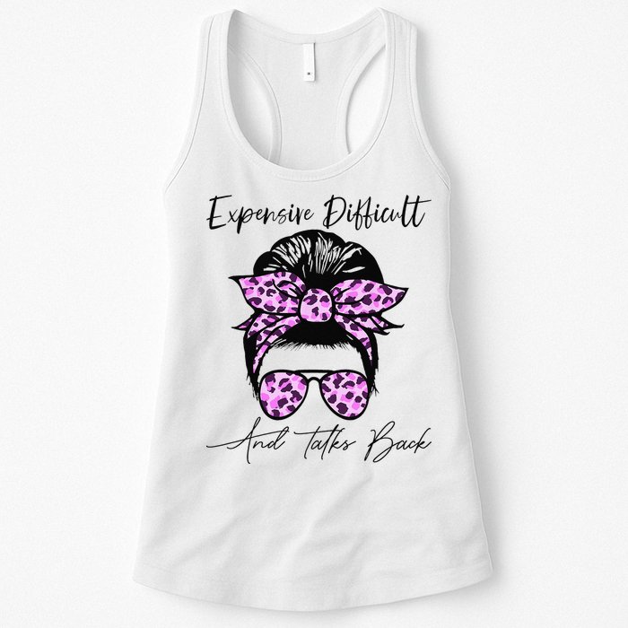 Expensive Difficult And Talks Back Messy Bun Leopard Pattern Womens Tank Top