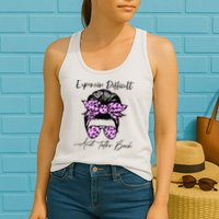 Expensive Difficult And Talks Back Messy Bun Leopard Pattern Womens Tank Top