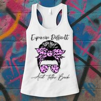 Expensive Difficult And Talks Back Messy Bun Leopard Pattern Womens Tank Top