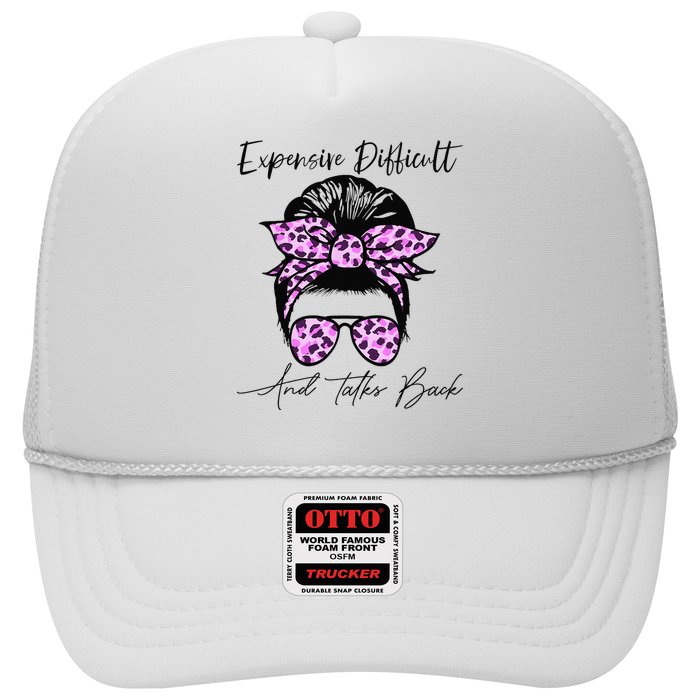 Expensive Difficult And Talks Back Messy Bun Leopard Pattern Hat