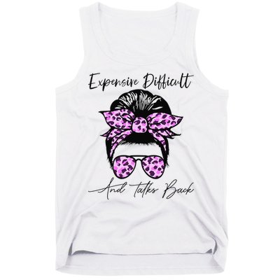Expensive Difficult And Talks Back Messy Bun Leopard Pattern Tank Top