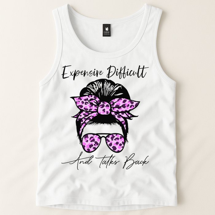 Expensive Difficult And Talks Back Messy Bun Leopard Pattern Tank Top