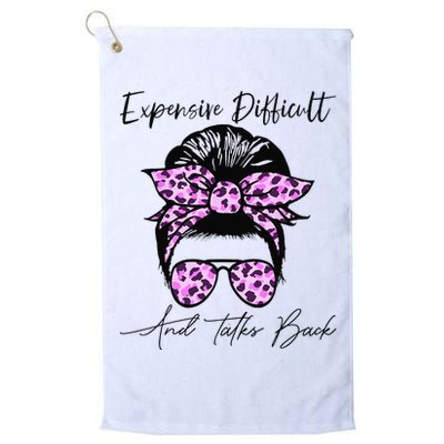 Expensive Difficult And Talks Back Messy Bun Leopard Pattern Golf Towel