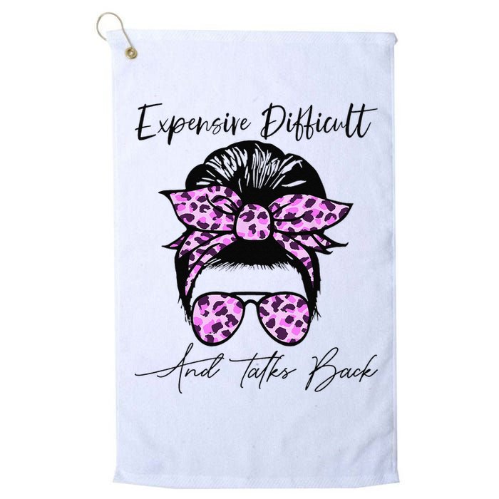 Expensive Difficult And Talks Back Messy Bun Leopard Pattern Golf Towel
