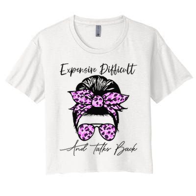 Expensive Difficult And Talks Back Messy Bun Leopard Pattern Crop Top