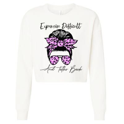 Expensive Difficult And Talks Back Messy Bun Leopard Pattern Cropped Pullover Crew