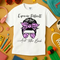 Expensive Difficult And Talks Back Messy Bun Leopard Pattern Kids T-Shirt