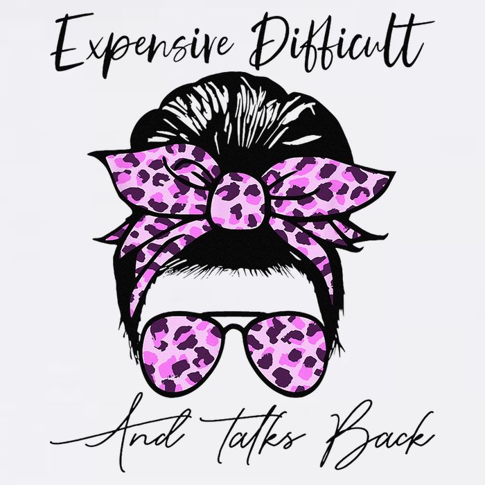 Expensive Difficult And Talks Back Messy Bun Leopard Pattern Kids T-Shirt