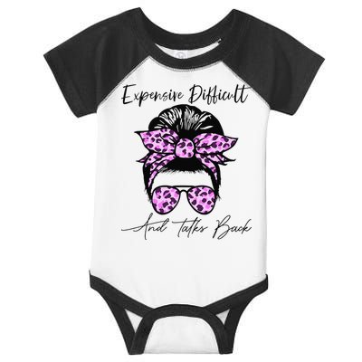 Expensive Difficult And Talks Back Messy Bun Leopard Pattern Infant Baby Jersey Bodysuit
