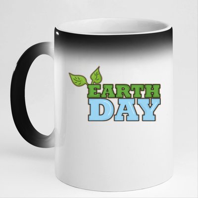 Earth Day Awareness Logo 11oz Black Color Changing Mug