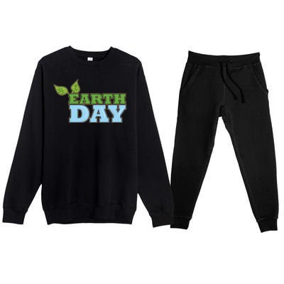 Earth Day Awareness Logo Premium Crewneck Sweatsuit Set