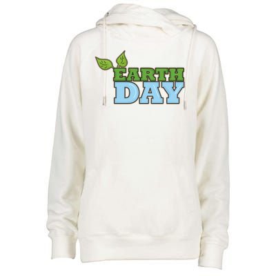 Earth Day Awareness Logo Womens Funnel Neck Pullover Hood