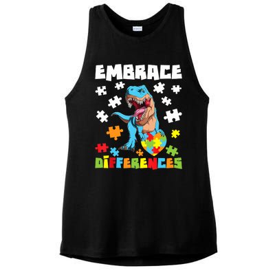 Embrace Differences Autistic Puzzle Autism Awareness Ladies PosiCharge Tri-Blend Wicking Tank