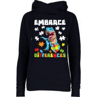 Embrace Differences Autistic Puzzle Autism Awareness Womens Funnel Neck Pullover Hood