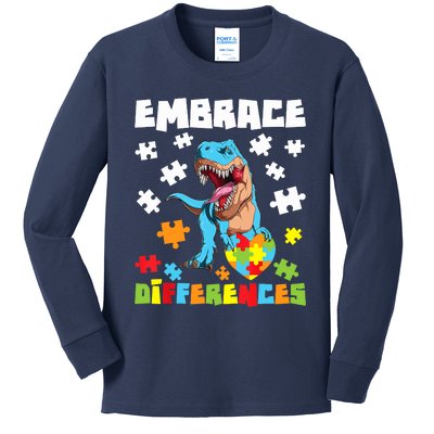 Embrace Differences Autistic Puzzle Autism Awareness Kids Long Sleeve Shirt