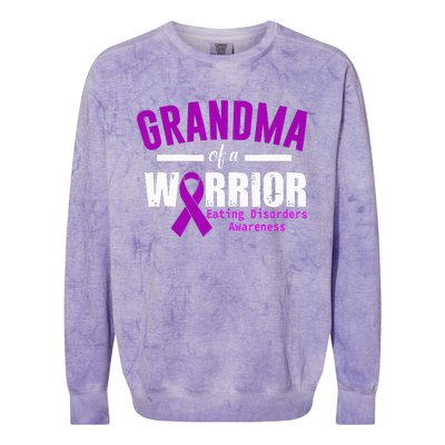 Eating Disorders Awareness Grandma Support Purple Ribbon Colorblast Crewneck Sweatshirt