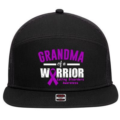 Eating Disorders Awareness Grandma Support Purple Ribbon 7 Panel Mesh Trucker Snapback Hat