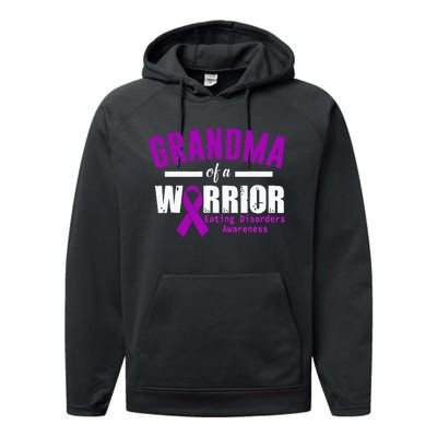 Eating Disorders Awareness Grandma Support Purple Ribbon Performance Fleece Hoodie