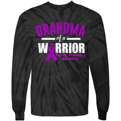 Eating Disorders Awareness Grandma Support Purple Ribbon Tie-Dye Long Sleeve Shirt