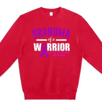 Eating Disorders Awareness Grandma Support Purple Ribbon Premium Crewneck Sweatshirt