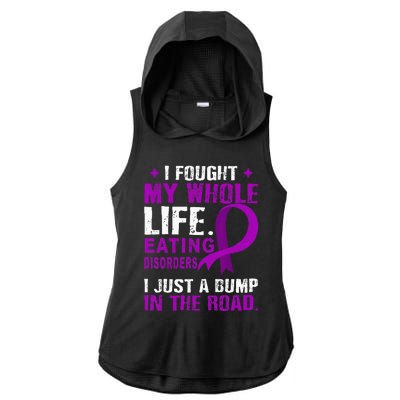 Eating Disorders Awareness Purple Ribbon Support Family Ladies PosiCharge Tri-Blend Wicking Draft Hoodie Tank