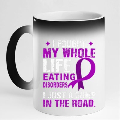 Eating Disorders Awareness Purple Ribbon Support Family 11oz Black Color Changing Mug