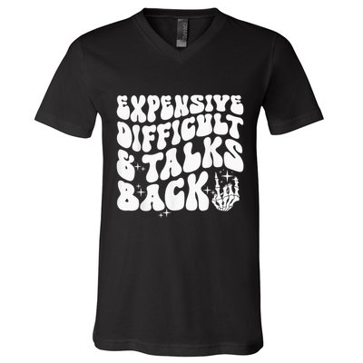 Expensive Difficult And Talks Back Groovy V-Neck T-Shirt