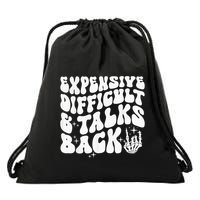 Expensive Difficult And Talks Back Groovy Drawstring Bag
