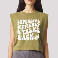 Expensive Difficult And Talks Back Groovy Garment-Dyed Women's Muscle Tee