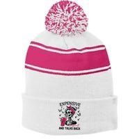 Expensive Difficult And Talks Back Stripe Pom Pom Beanie