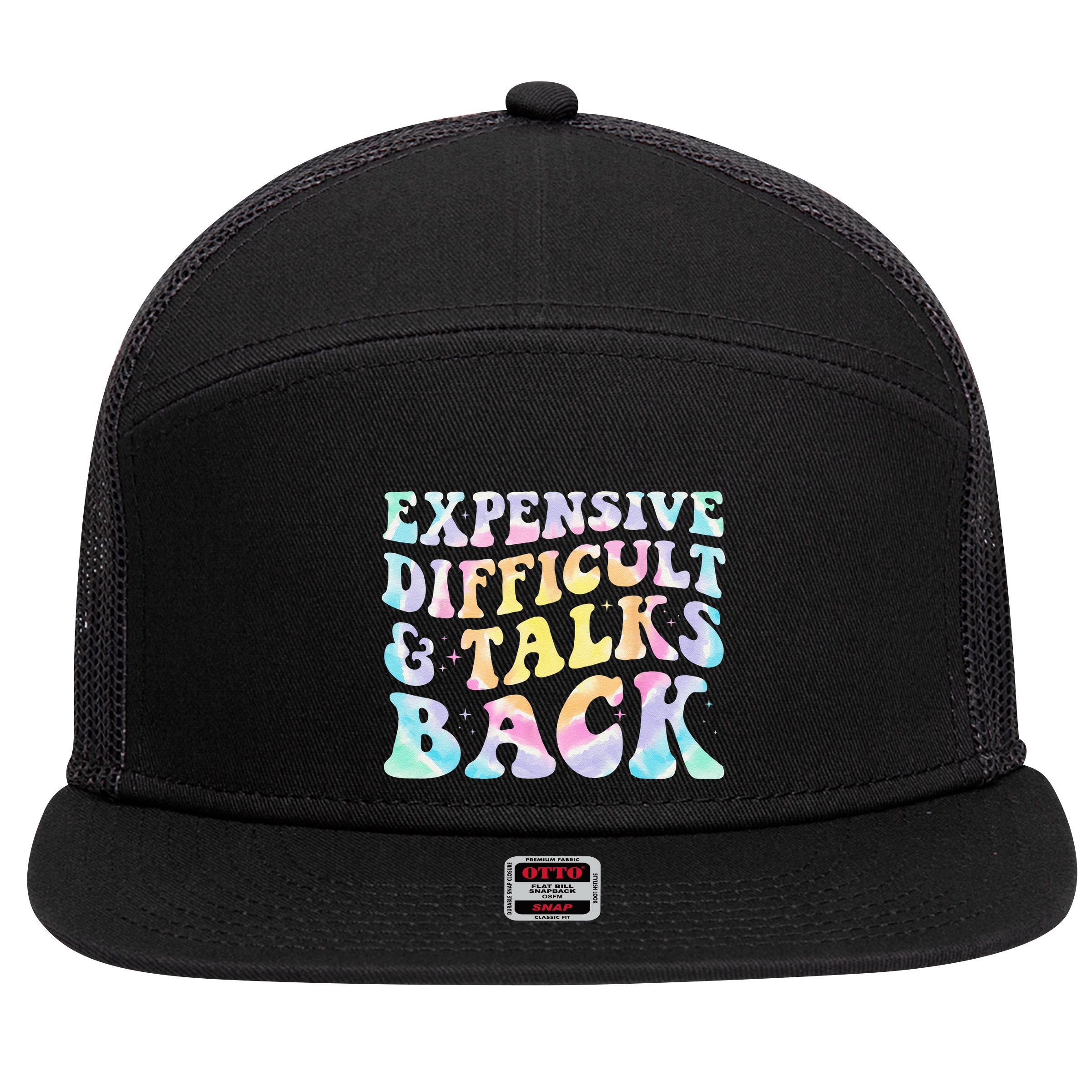 Expensive Difficult And Talks Back Groovy Women Mothers Day 7 Panel Mesh Trucker Snapback Hat