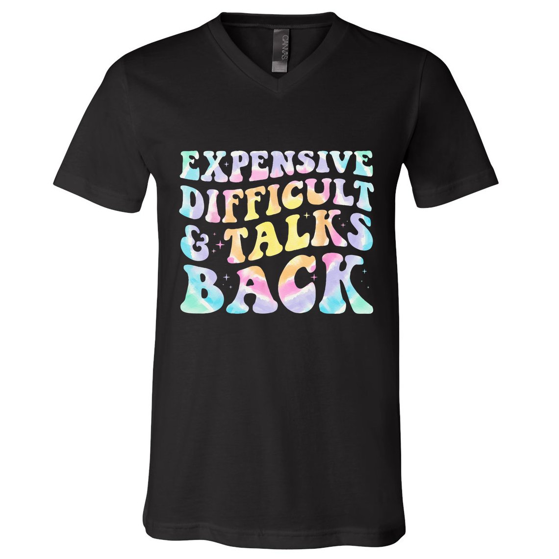 Expensive Difficult And Talks Back Groovy Women Mothers Day V-Neck T-Shirt