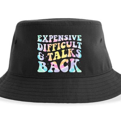 Expensive Difficult And Talks Back Groovy Women Mothers Day Sustainable Bucket Hat