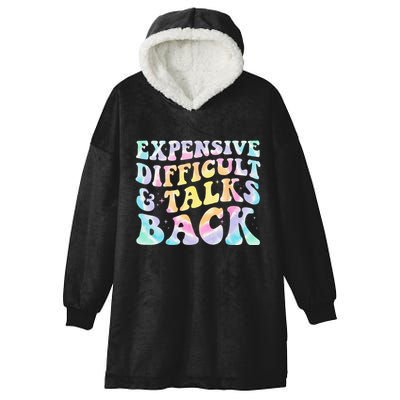 Expensive Difficult And Talks Back Groovy Women Mothers Day Hooded Wearable Blanket