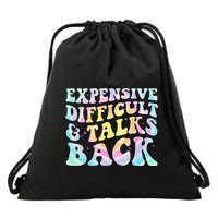 Expensive Difficult And Talks Back Groovy Women Mothers Day Drawstring Bag