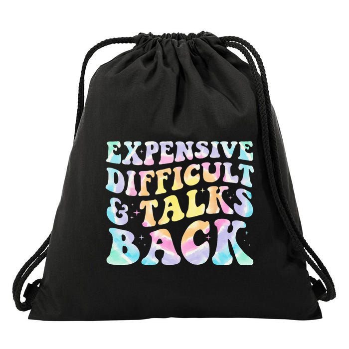 Expensive Difficult And Talks Back Groovy Women Mothers Day Drawstring Bag