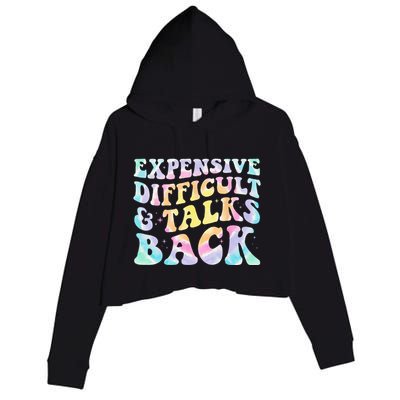 Expensive Difficult And Talks Back Groovy Women Mothers Day Crop Fleece Hoodie
