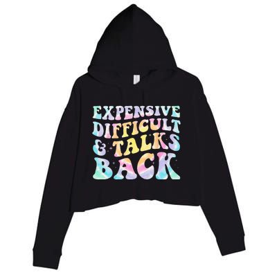 Expensive Difficult And Talks Back Groovy Women Mothers Day Crop Fleece Hoodie