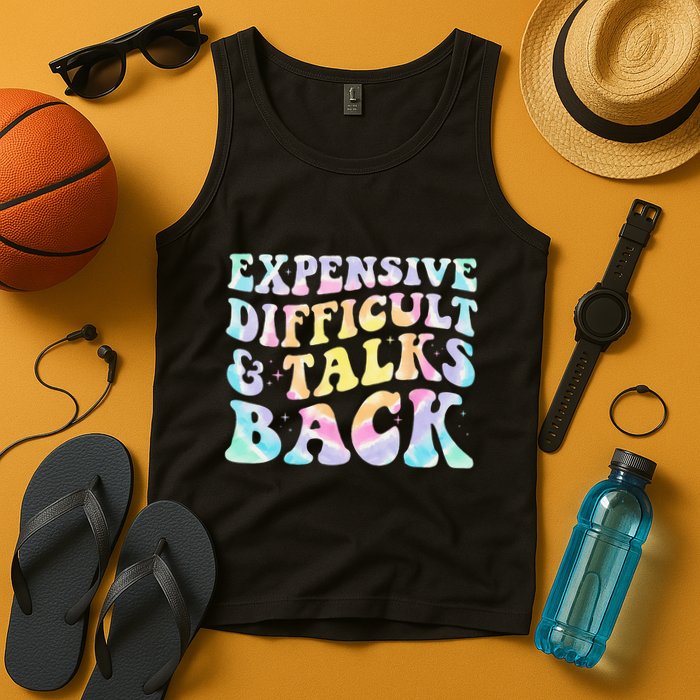 Expensive Difficult And Talks Back Groovy Women Mothers Day Tank Top