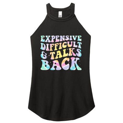 Expensive Difficult And Talks Back Groovy Women Mothers Day Women's Perfect Tri Rocker Tank