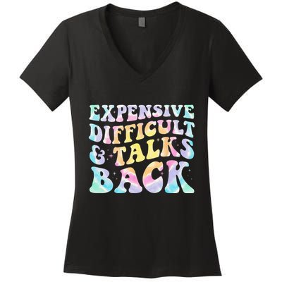 Expensive Difficult And Talks Back Groovy Women Mothers Day Women's V-Neck T-Shirt