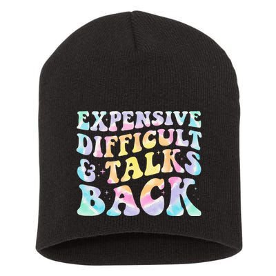 Expensive Difficult And Talks Back Groovy Women Mothers Day Short Acrylic Beanie