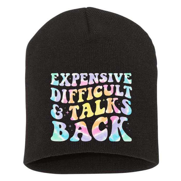 Expensive Difficult And Talks Back Groovy Women Mothers Day Short Acrylic Beanie