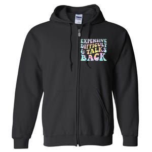 Expensive Difficult And Talks Back Groovy Women Mothers Day Full Zip Hoodie