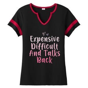 Expensive Difficult And Talks Back Mothers Day Mom Heart Ladies Halftime Notch Neck Tee