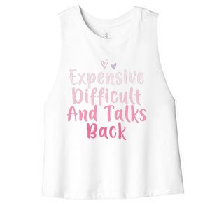 Expensive Difficult And Talks Back Mothers Day Mom Heart Women's Racerback Cropped Tank