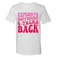 Expensive Difficult And Talks Back Funny Mother's Day Groovy V-Neck T-Shirt