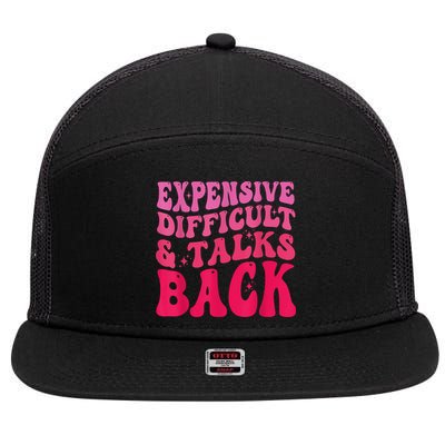 Expensive Difficult And Talks Back Funny Mother's Day Groovy 7 Panel Mesh Trucker Snapback Hat