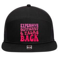 Expensive Difficult And Talks Back Funny Mother's Day Groovy 7 Panel Mesh Trucker Snapback Hat