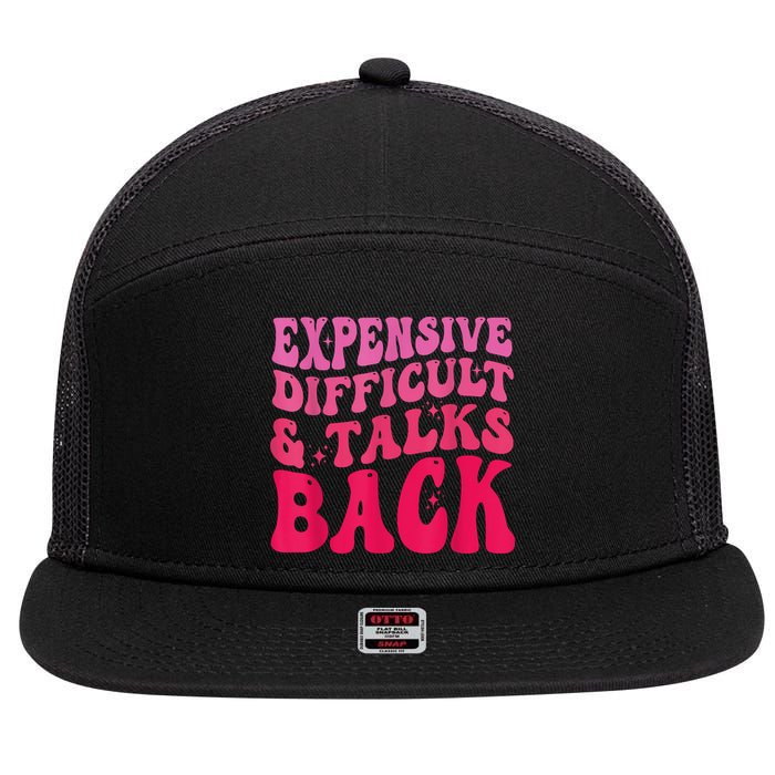Expensive Difficult And Talks Back Funny Mother's Day Groovy 7 Panel Mesh Trucker Snapback Hat